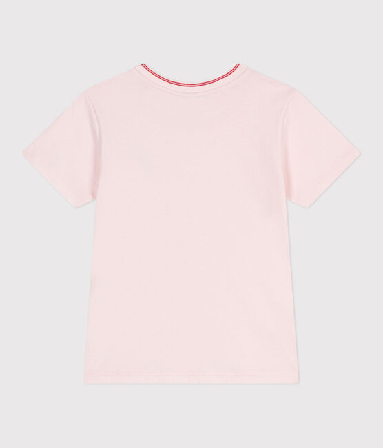 Effen katoenen T-shirt met korte mouwen voor kinderen roze FLEUR