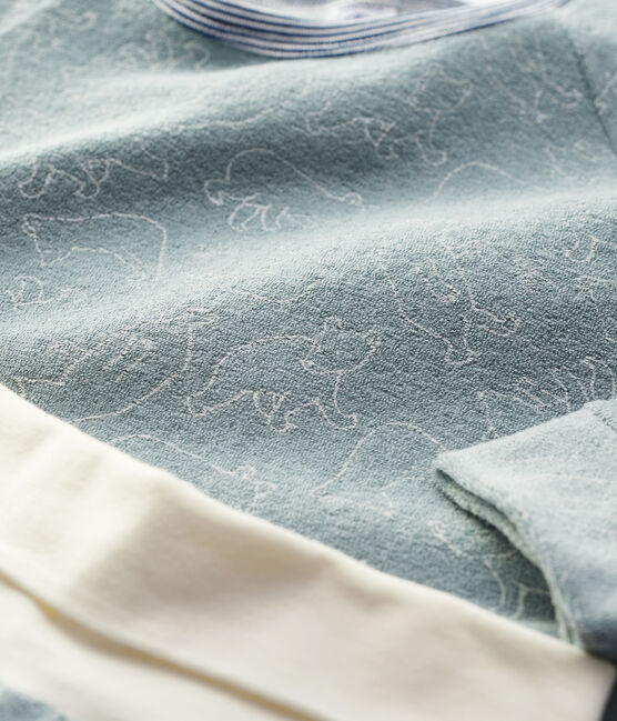 Pyjama ours en bouclette éponge grattée enfant SEDUMBLUE/ MARSHMALLOW