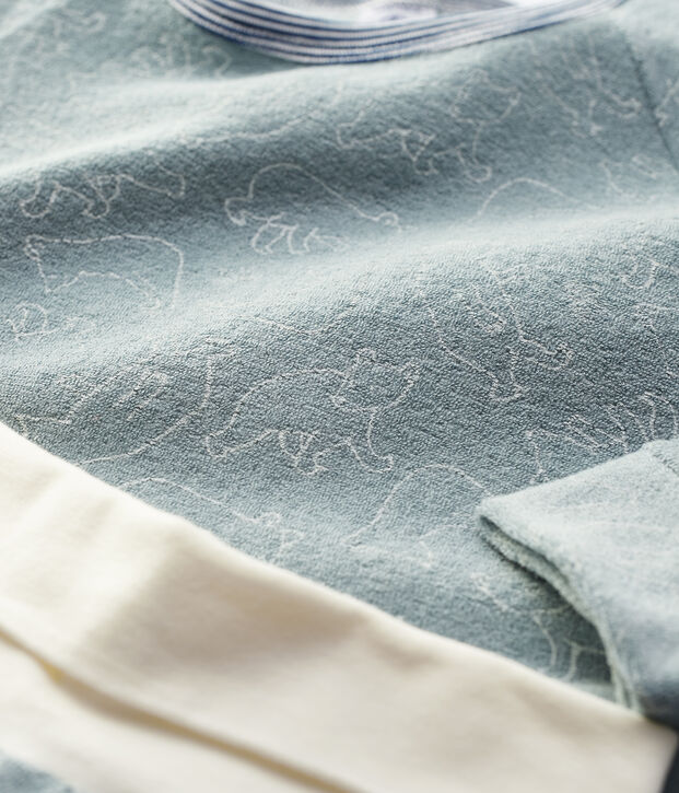 Pyjama ours en bouclette &eacute;ponge gratt&eacute;e enfant gris/blanc