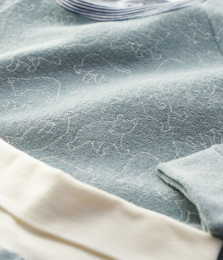 Pyjama ours en bouclette &eacute;ponge gratt&eacute;e enfant gris/blanc