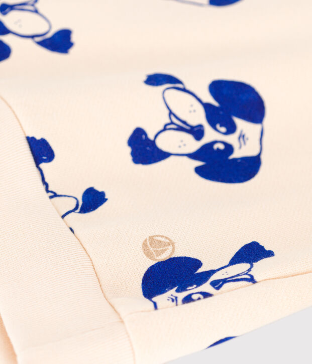 Sweatshirt imprim&eacute; en molleton enfant fille / gar&ccedil;on &eacute;cru/bleu