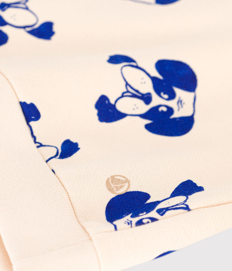 Sweatshirt imprim&eacute; en molleton enfant fille / gar&ccedil;on &eacute;cru/bleu