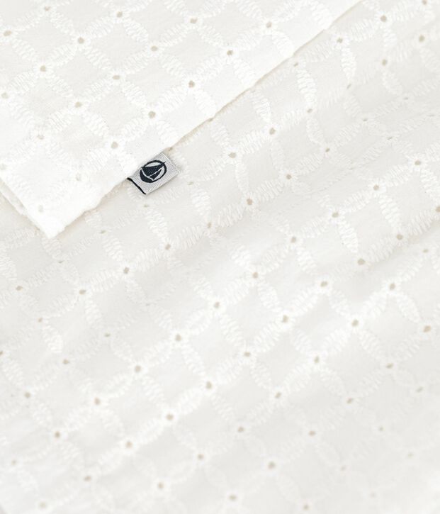 Wit mouwloos katoenen babyjurkje met broderie anglaise wit