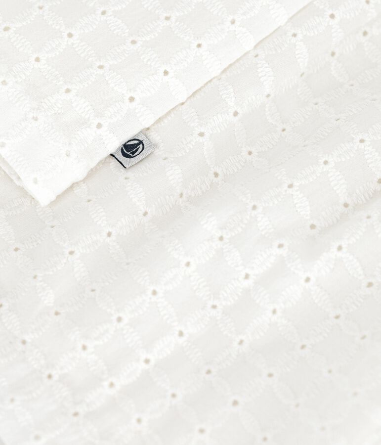 Wit mouwloos katoenen babyjurkje met broderie anglaise wit