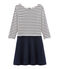 Jurk met lange mouwen vrouwen blauw SMOKING/beige COQUILLE