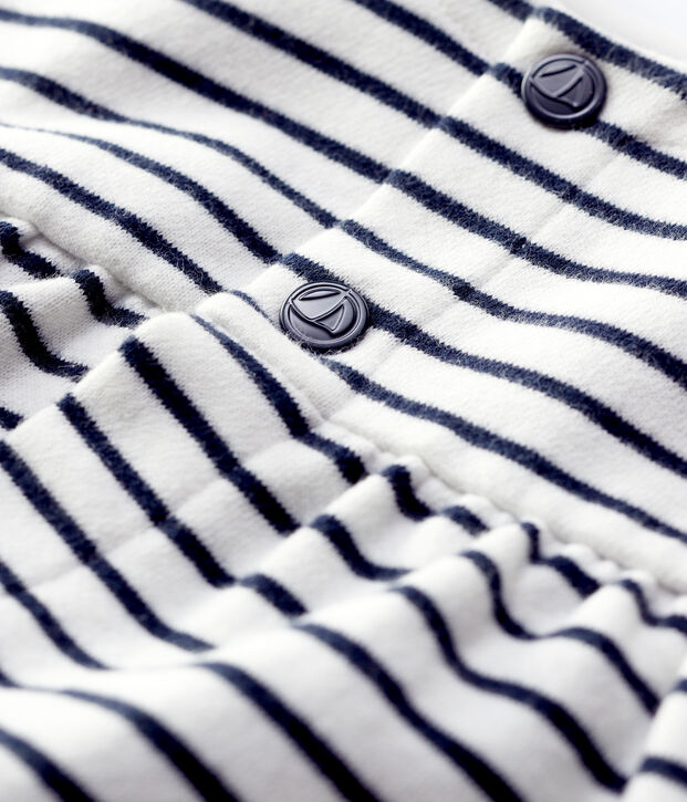 Cardigan en molleton b&eacute;b&eacute;. blanc/bleu