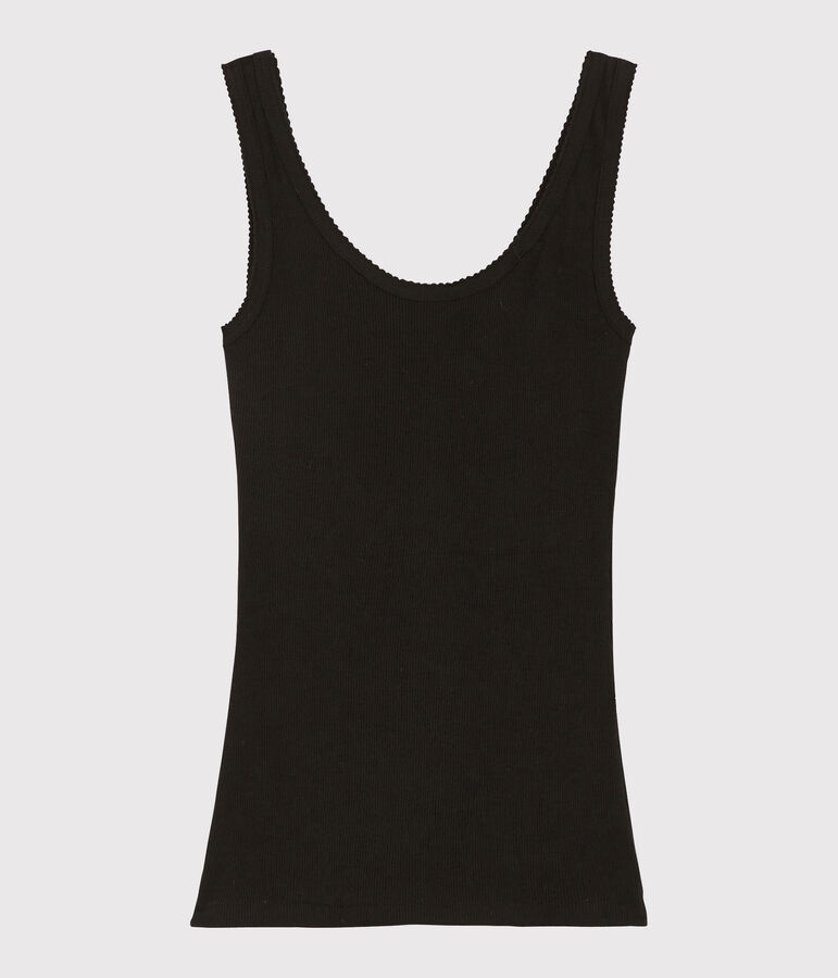 Dameshemd van wol en katoen zwart