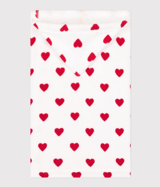 Badcape met hartjes uit badstof voor baby's wit MARSHMALLOW/rood TERKUIT