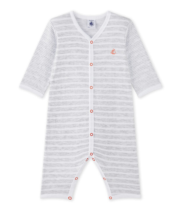 Pyjama zonder voetjes voor babyjongens grijs/wit