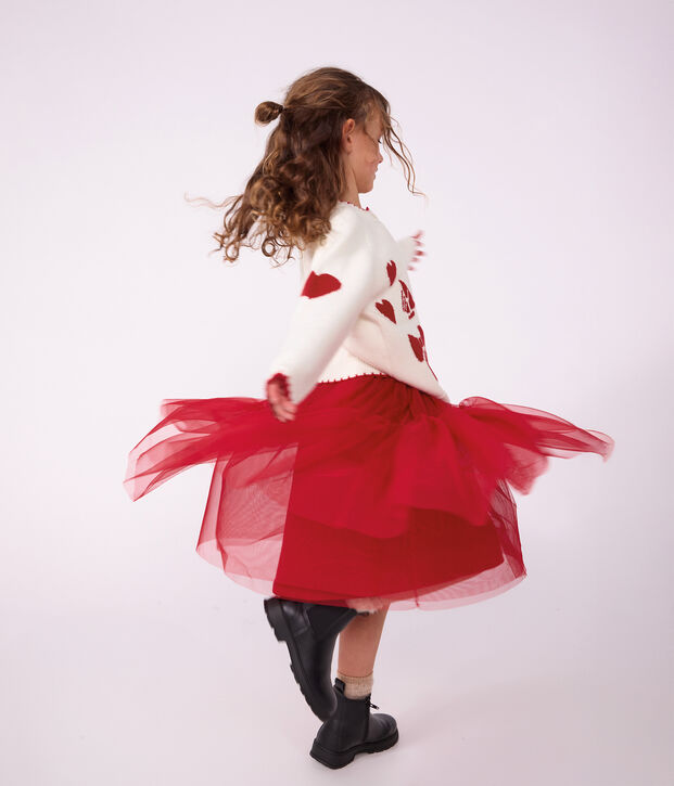 Jupe longue en tulle enfant unie rouge