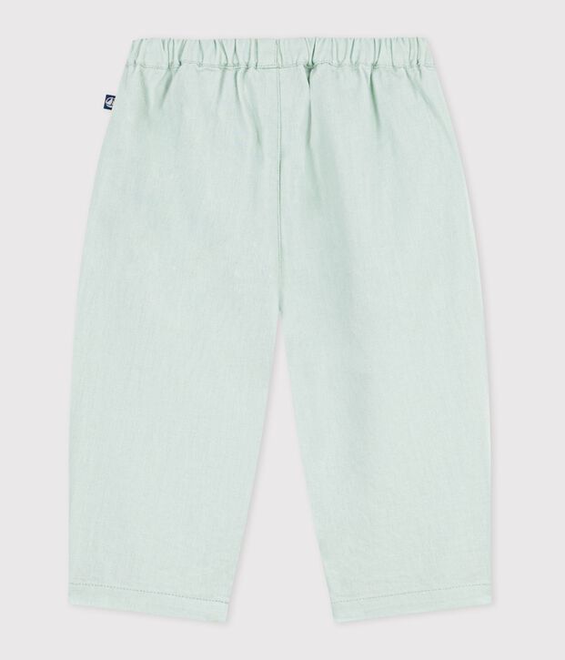 Pantalon b&eacute;b&eacute; en coton/lin, uni vert