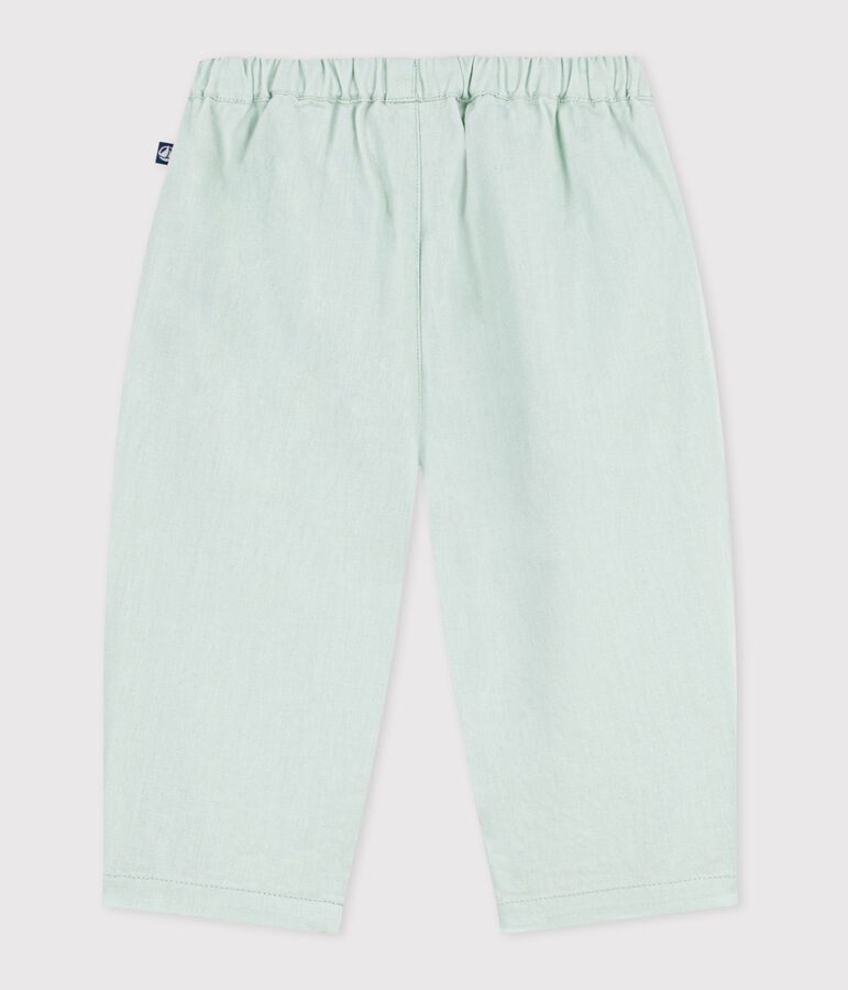 Pantalon b&eacute;b&eacute; en coton/lin, uni bleu