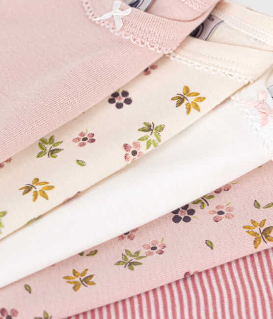 Setje met 5 katoenen body's met lange mouw en bloemenprint voor baby's variante 1