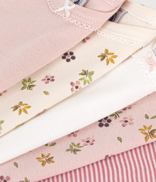 Setje met 5 katoenen body's met lange mouw en bloemenprint voor baby's multicouleur