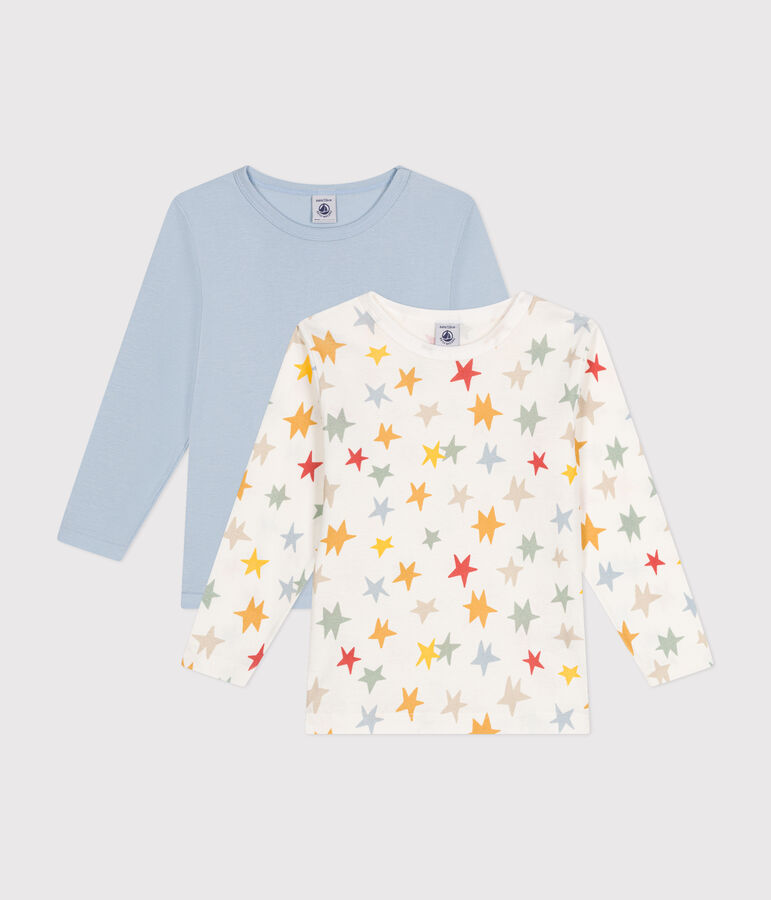 Lot de 2 tee-shirts &agrave; manches longues &eacute;toiles en coton enfant multicouleur