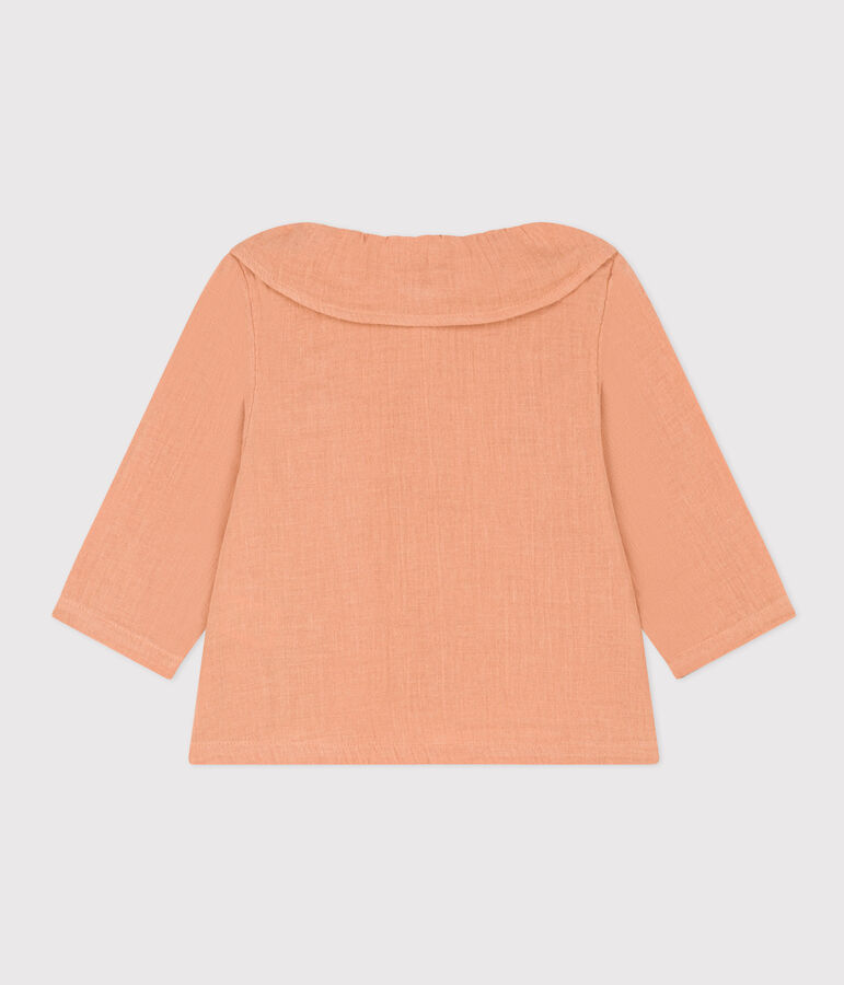 Blouse manches longues en gaze de coton b&eacute;b&eacute; rose