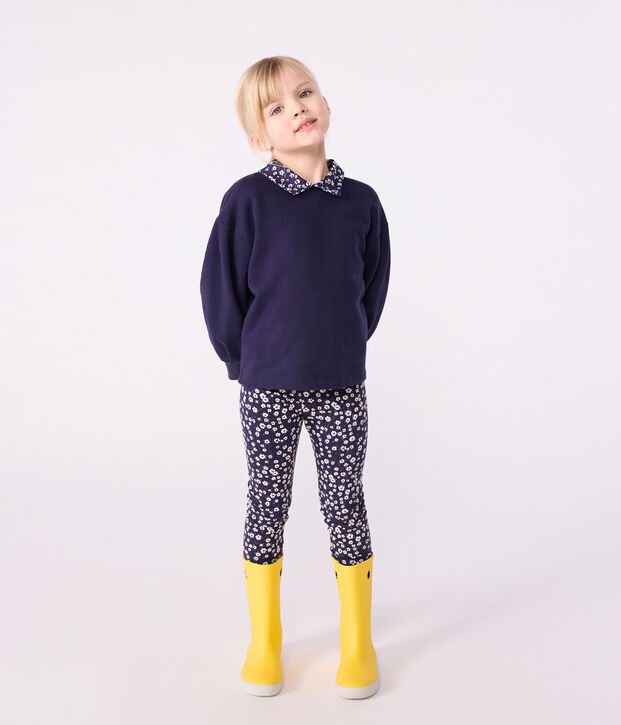Sweatshirt enfant en coton uni bleu marine