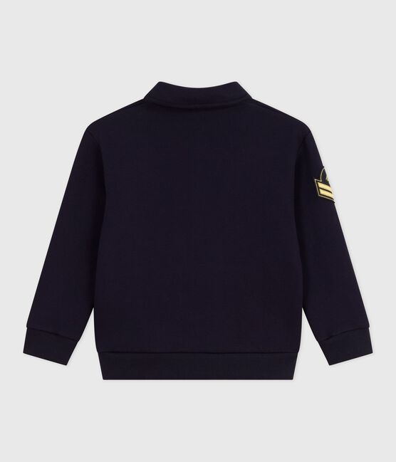 Sweatshirt esprit polo enfant en coton uni bleu SMOKING