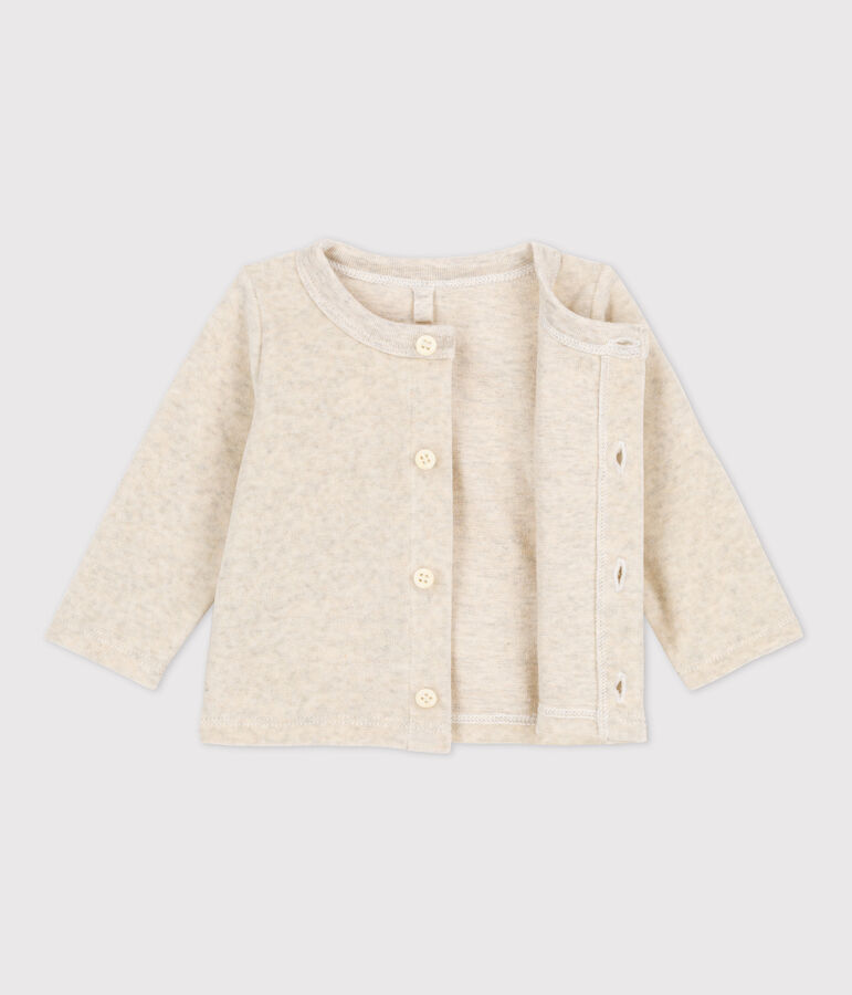 Babycardigan van katoenen velours beige MONTELIMAR CHINE