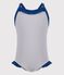 Maillot de bain 1 pièce iconique enfant fille bleu MEDIEVAL/blanc MARSHMALLOW