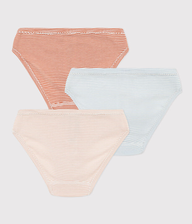 Set met 3 katoenen meisjesslips met milleraies-streepjes multicouleur
