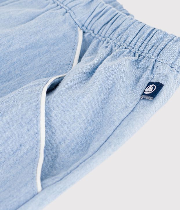 Effen katoenen short voor kinderen blauw