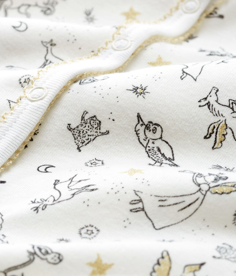 Dors bien sans pieds b&eacute;b&eacute; fille en c&ocirc;te blanc MARSHMALLOW/ MULTICO CN