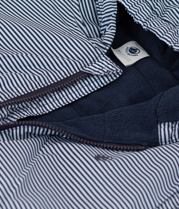 Warme windbreker van gerecycleerd polyester voor jongens/meisjes blauw/wit