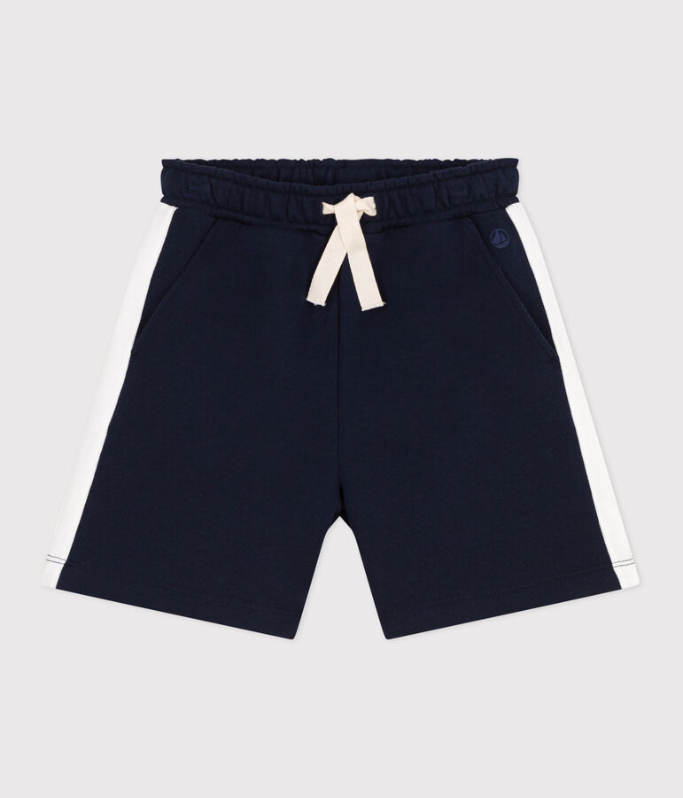 Bermuda short enfant en coton uni bleu