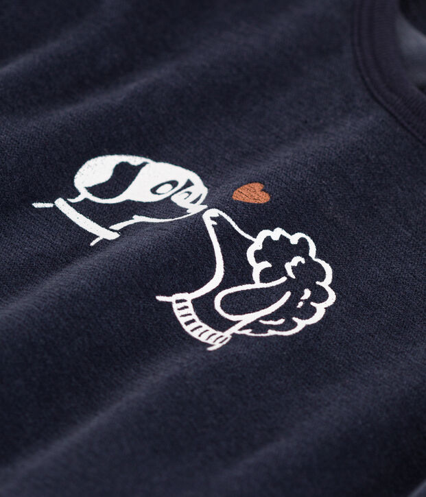 Pyjama b&eacute;b&eacute; chiens en velours bleu marine