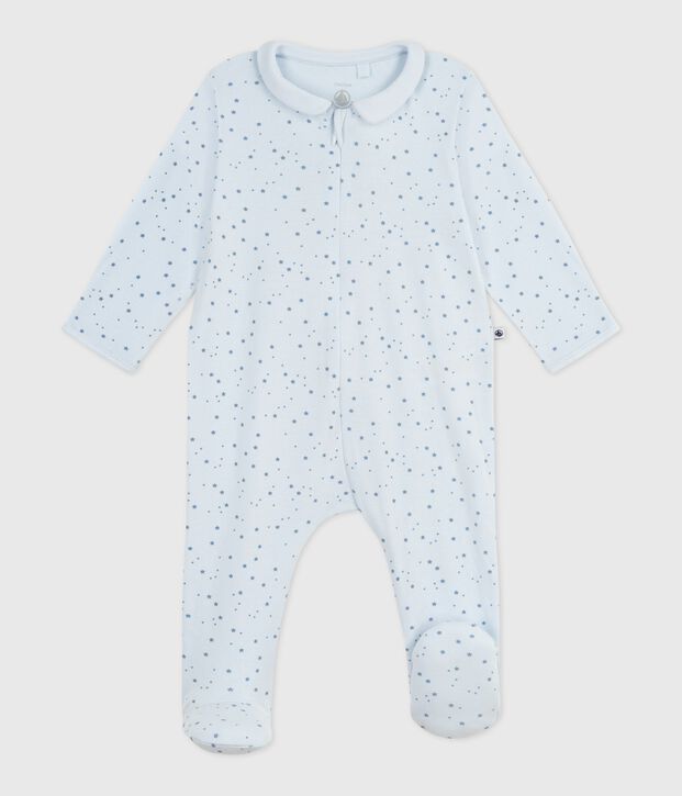 Katoenen babypyjama met kraagje en sterrenprint blauw/blauw