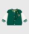 Tweekleurig katoenen babyjasje in collegestijl groen EVERGREEN/ MILK