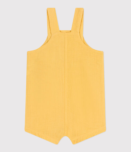 Salopette bébé en gaze de coton jambes courtes, unie jaune ORGE