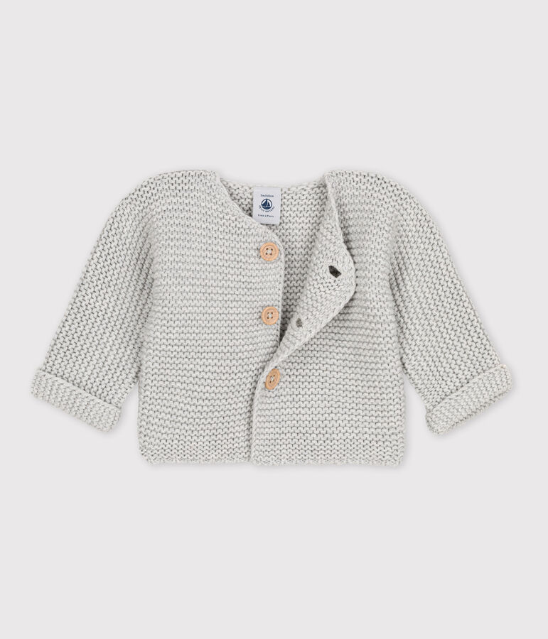 Gebreide uniseks babycardigan in ribbelsteek grijs BELUGA CHINE