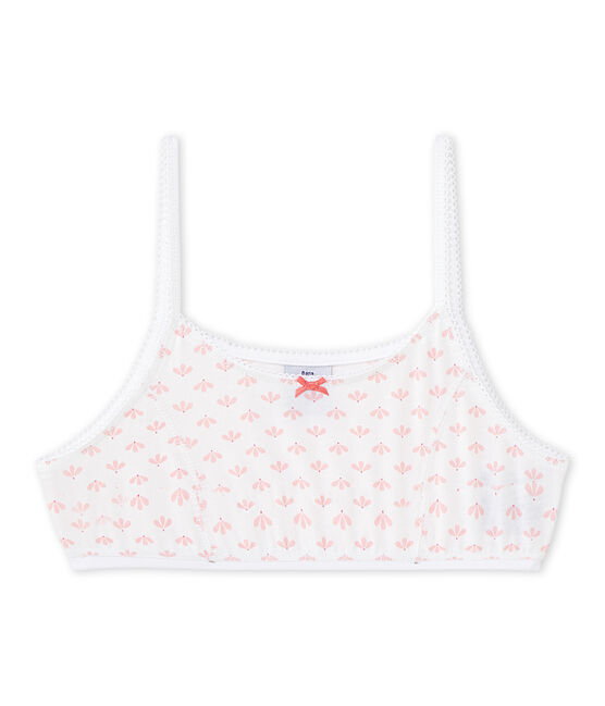 Meisjesbehatopje met print wit ECUME/roze VENUS/ MULTICO