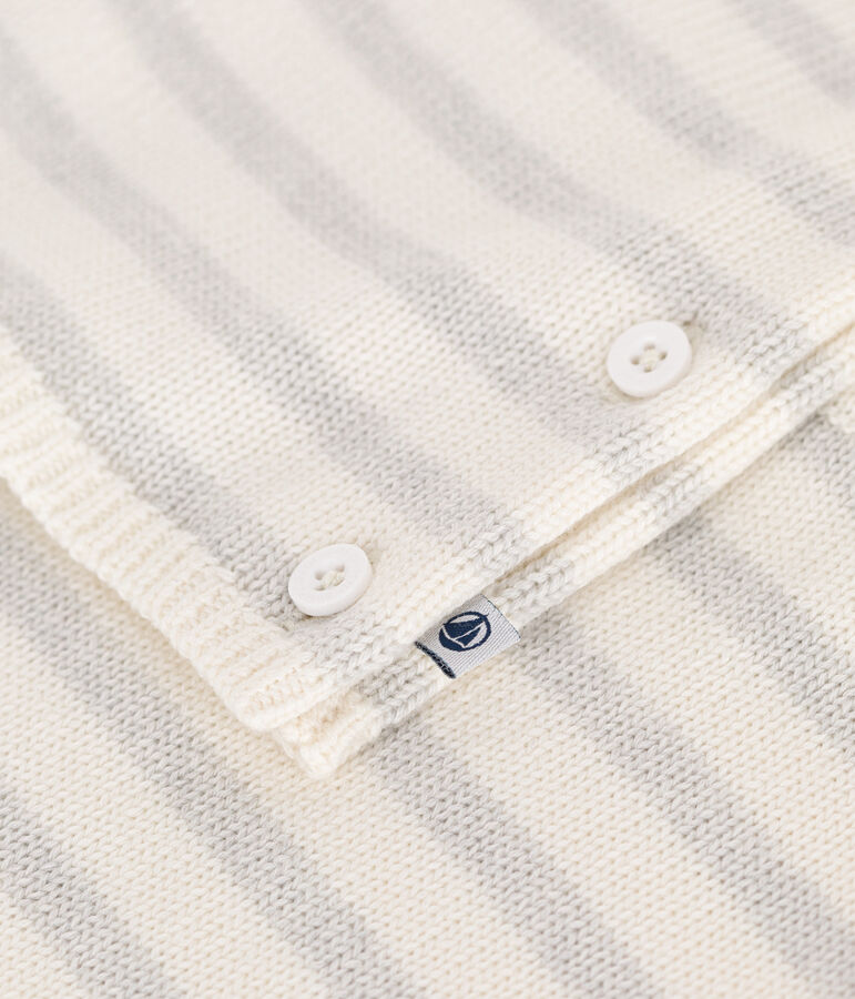 Tweedelig babysetje van tricot uit wol en katoen wit MARSHMALLOW/ MONTELIMAR