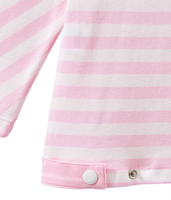 T-shirt femme manches 3/4 rayé rose BABYLONE/blanc MARSHMALLOW
