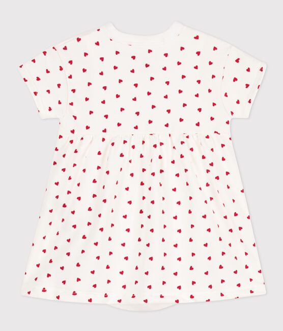 Robe en molleton bébé avec body intégré blanc MARSHMALLOW/rouge PEPS