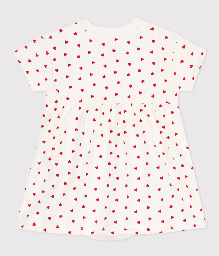 Robe en molleton b&eacute;b&eacute; avec body int&eacute;gr&eacute; blanc MARSHMALLOW/rouge PEPS