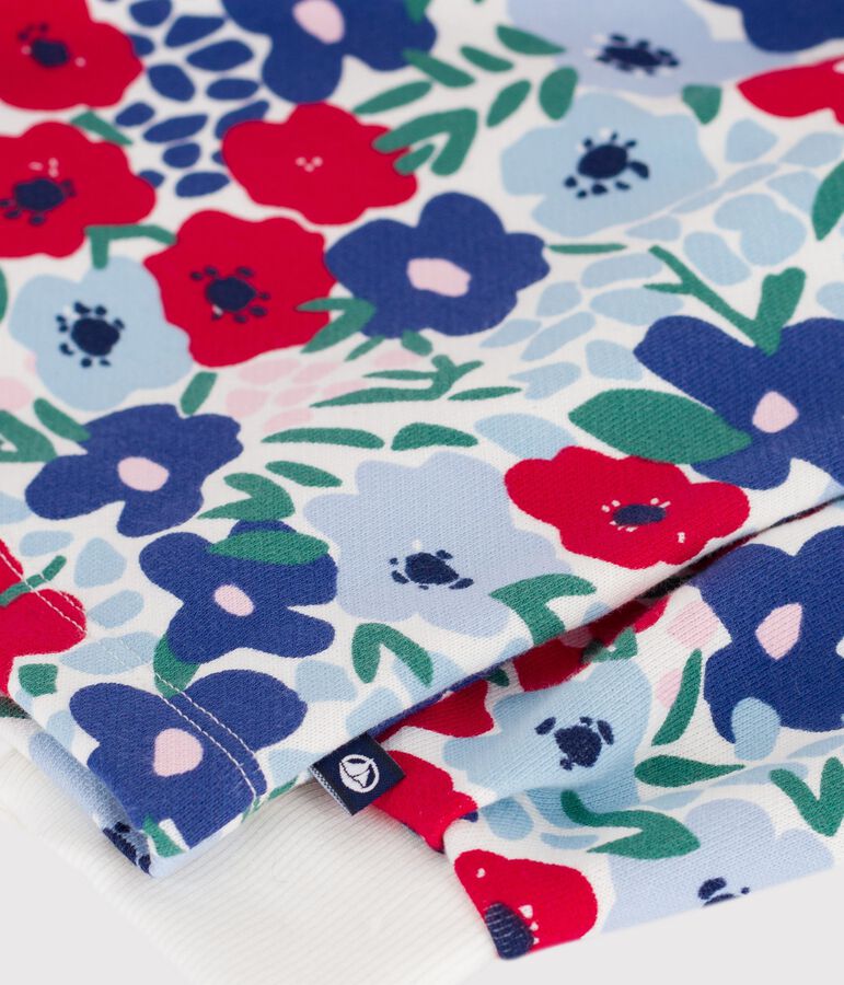 Sweatshirt enfant en coton imprim&eacute; fleurs blanc/multicouleur