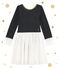 Meisjesjurk in 2 stoffen met glitters blauw SMOKING/geel DORE