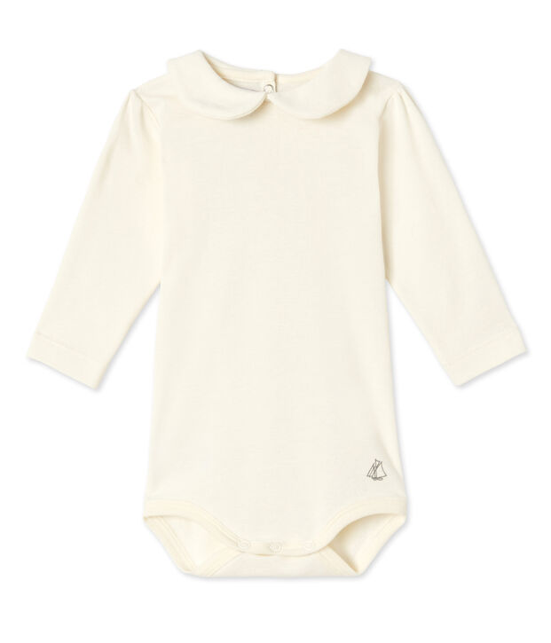 Babybody met claudinekraag voor meisjes wit