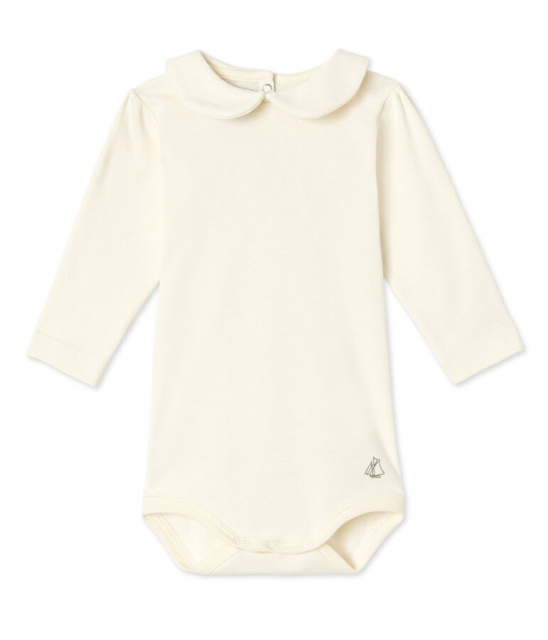 Body b&eacute;b&eacute; fille &agrave; col claudine blanc
