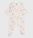 Babypyjama van geruwde fleece met bloemetjesbedrukking op de kraag