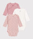 Set van 3 katoenen overslagbody's met lange mouw voor baby's
