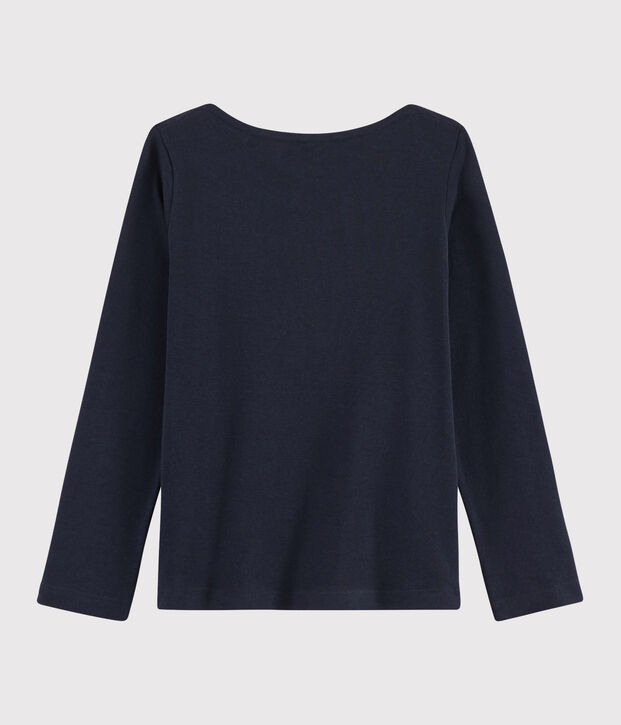 Tee-shirt s&eacute;rigraphi&eacute; enfant fille bleu marine