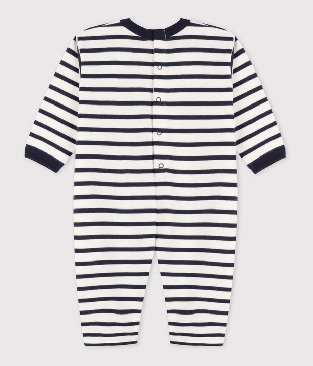Gestreept pakje met marinestrepen van dikke jersey wit/blauw