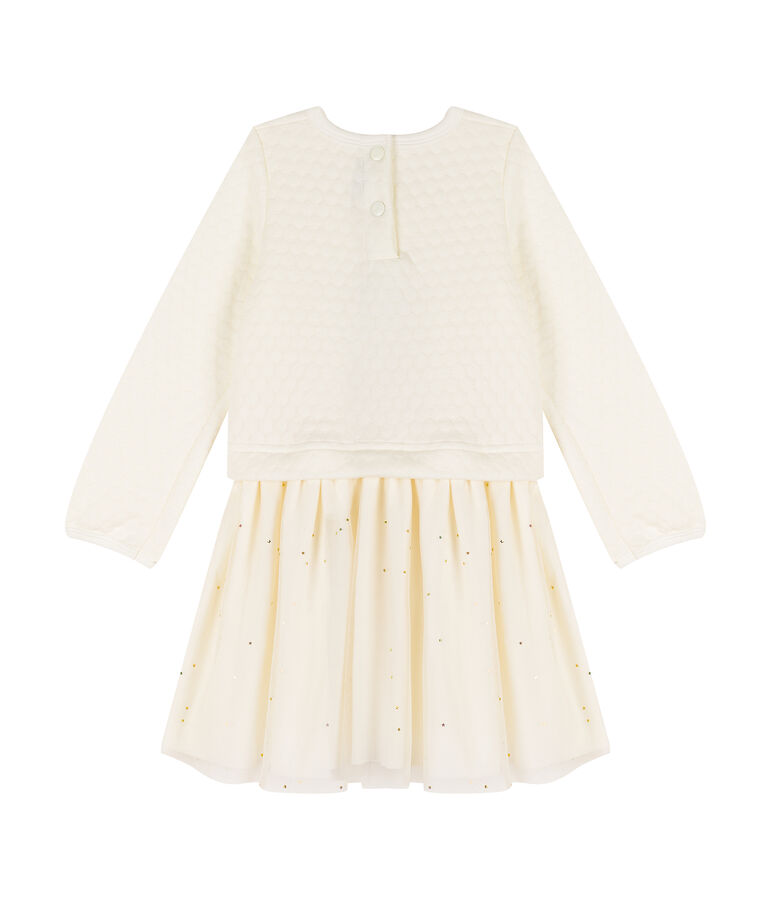 Robe bi-mati&egrave;re enfant fille blanc