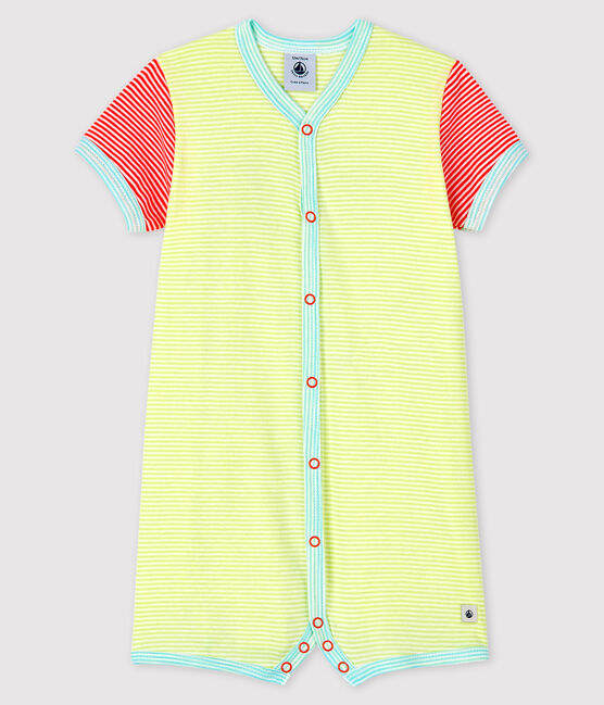 Combicourt milleraies jaune bébé en côte jaune SUNNY/blanc MARSHMALLOW