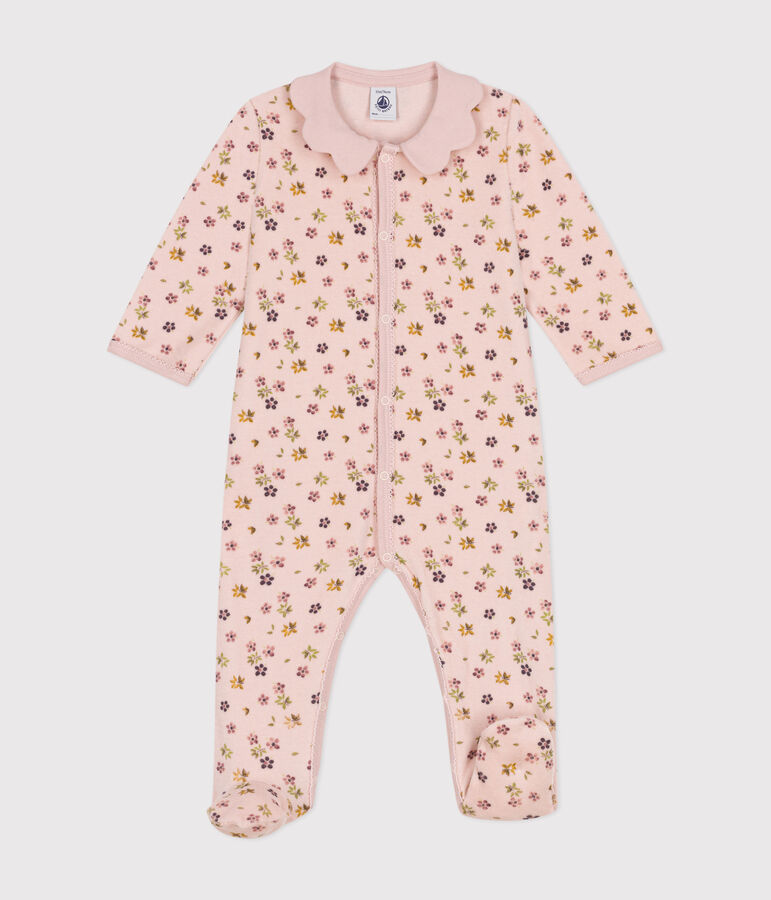 Pyjama en velours imprim&eacute; fleurs b&eacute;b&eacute; rose/multicouleur